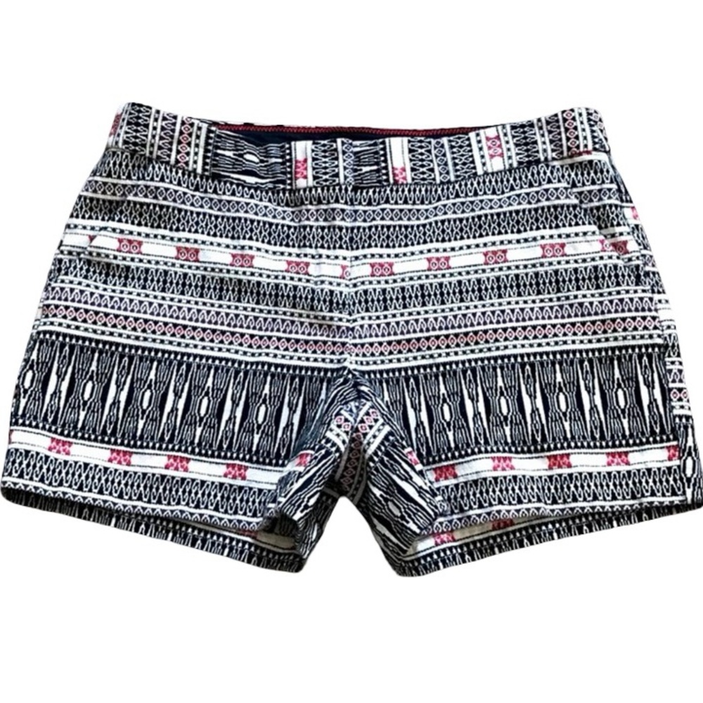 Dalia Women’s Tribal Aztec Red Black & White Embroidered Dress Shorts Size 8